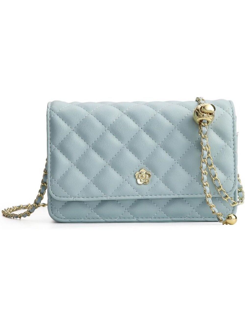 Women’s Blue PU Leather Crossbody Purse Evening Chain Strap Shoulder Bag
